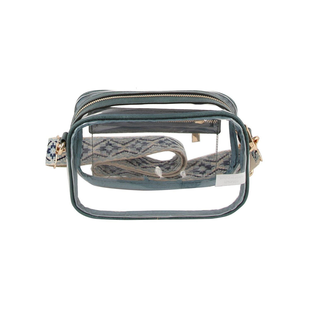 Handbag Factory Corp - Front pocket transparent clear bag with guitar strap