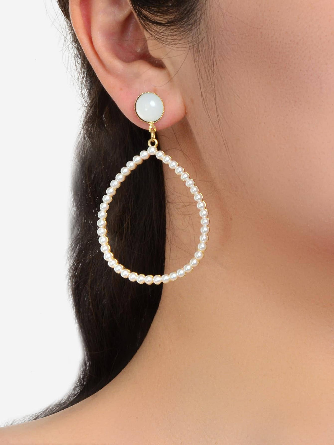 Classic Pearl Teardrop Pendant Earrings Elegant Dangle Stud  Feelontop Jewellery