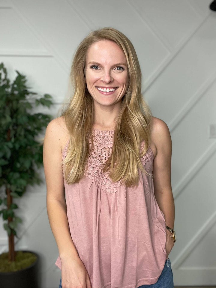 Undeniable Beauty Crochet Tank in DUSTY Pink   Southern Grace