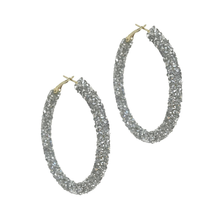 Silver Rhinestone Hoops  Southern Grace