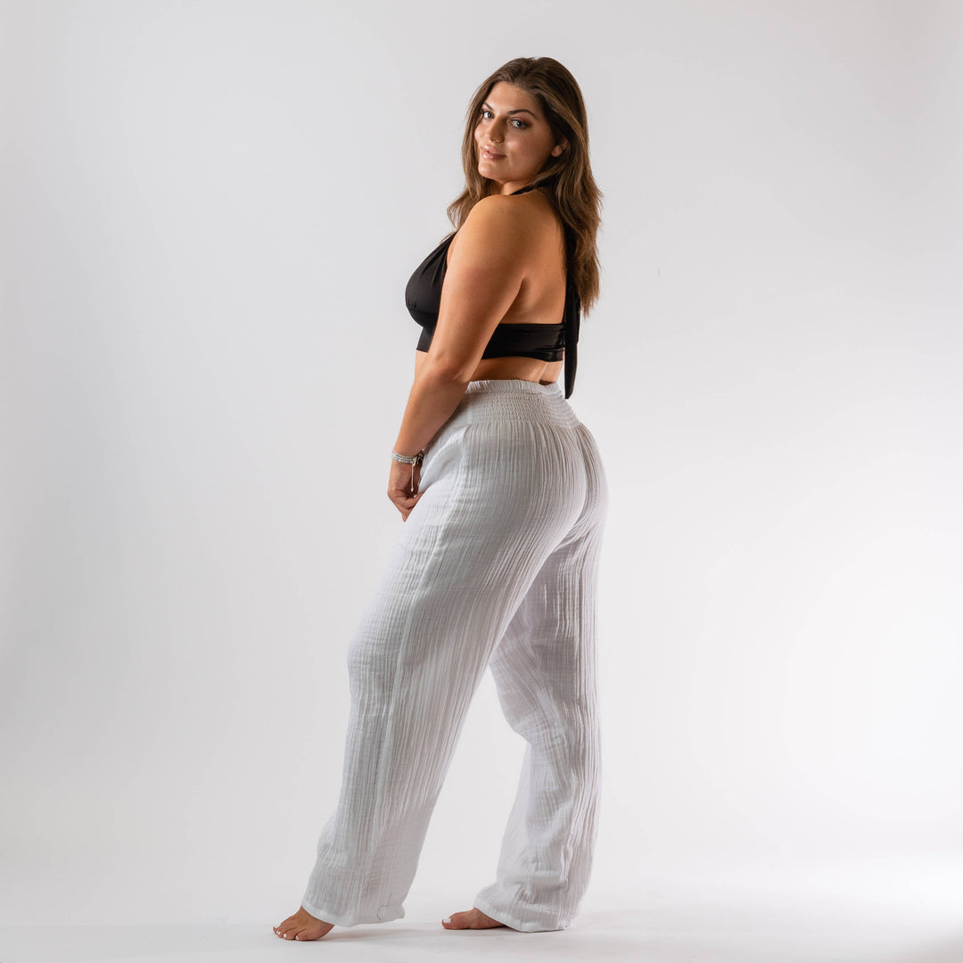 White Wide Leg Cotton Pants    By Lotus and Luna who employs artisans from Thailand