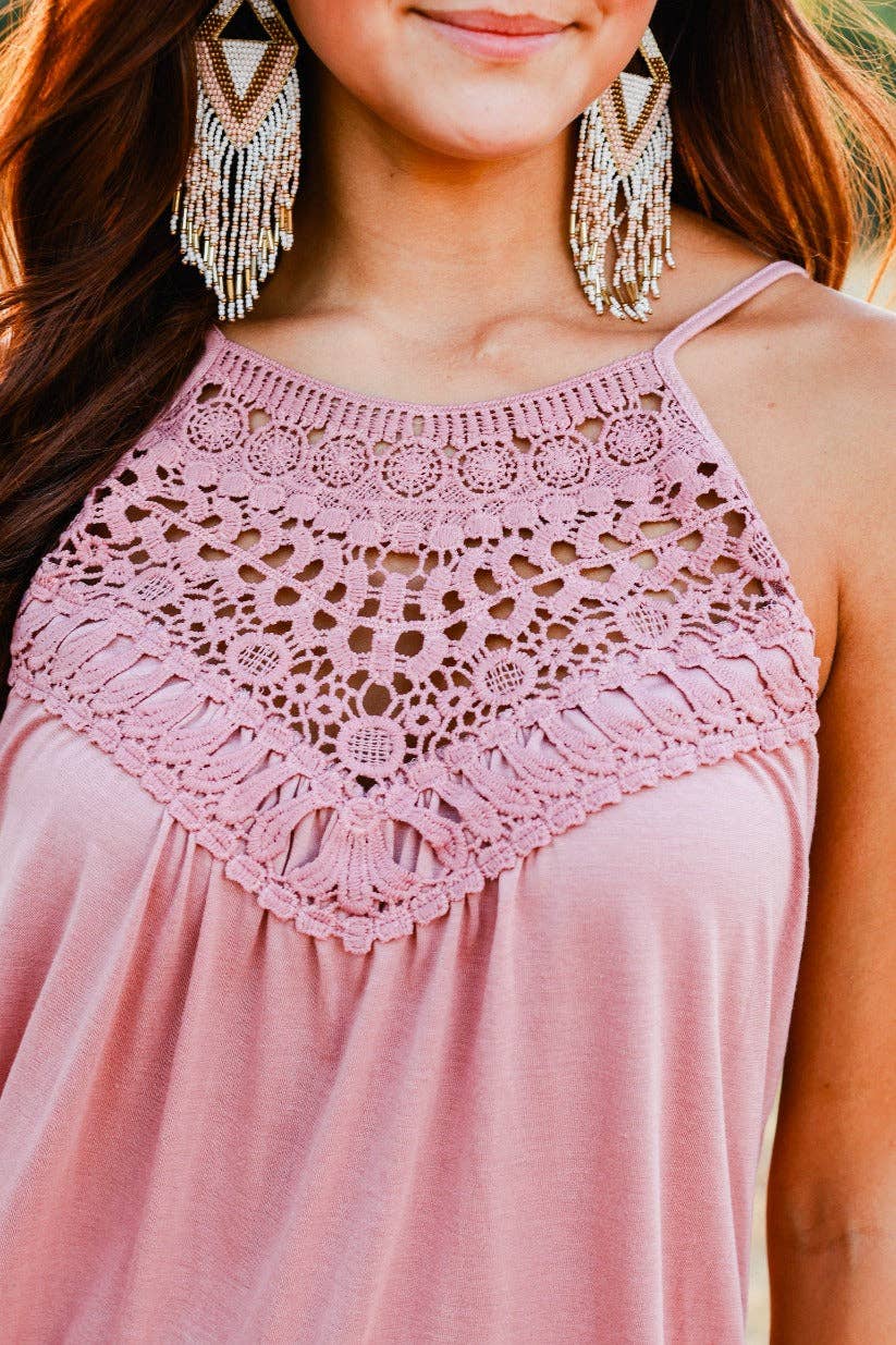 Undeniable Beauty Crochet Tank in DUSTY Pink   Southern Grace