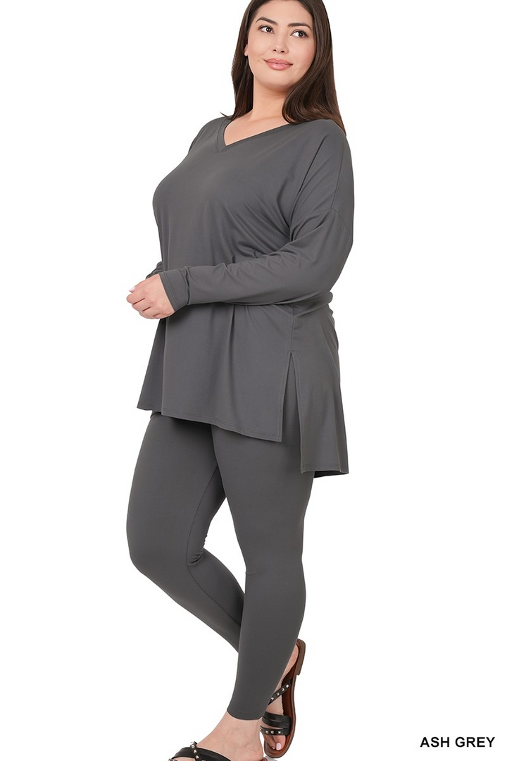 ZENANA Plus Size brushed dty microfiber loungewear set