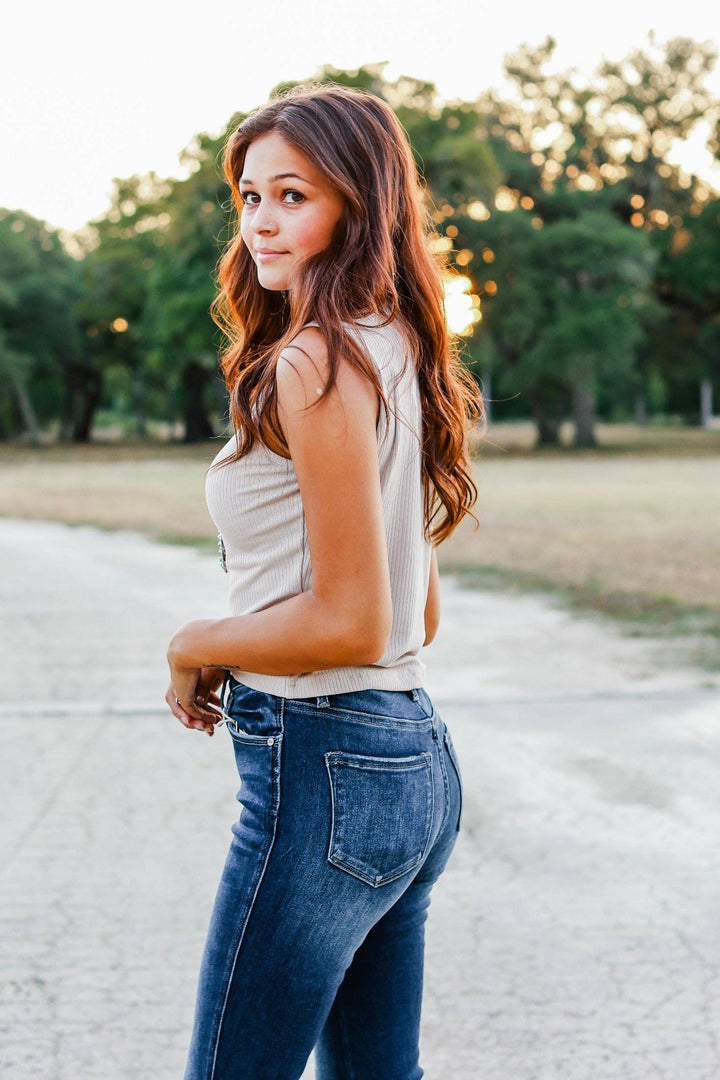 Feeling Chic Tan Crop Top  in Beige  Southern Grace