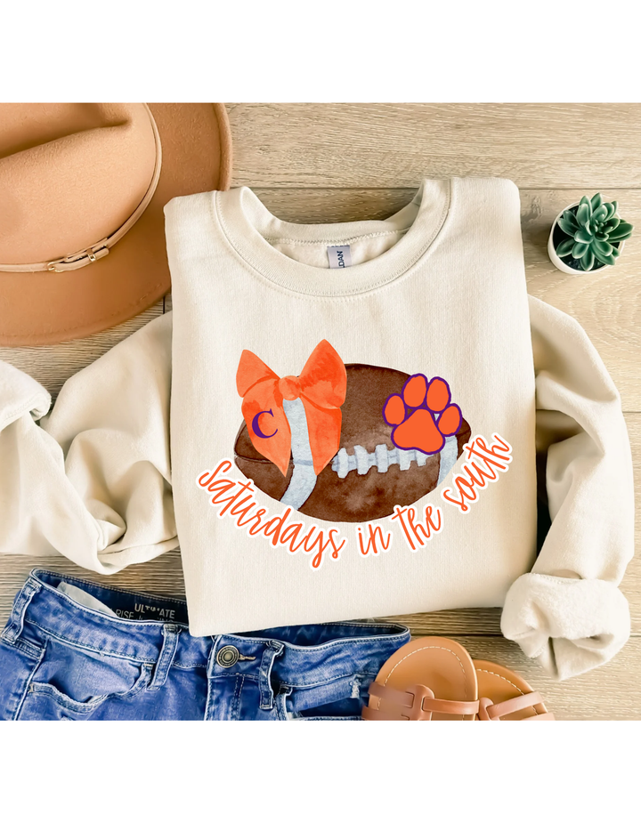 4 little hearts - Saturdays in the south clemson graphic sweatshirt