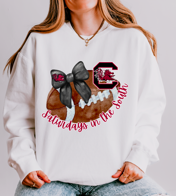 Gia Gifts Boutique - South Carolina Gamecocks Football Coquette Bow Sweatshirt